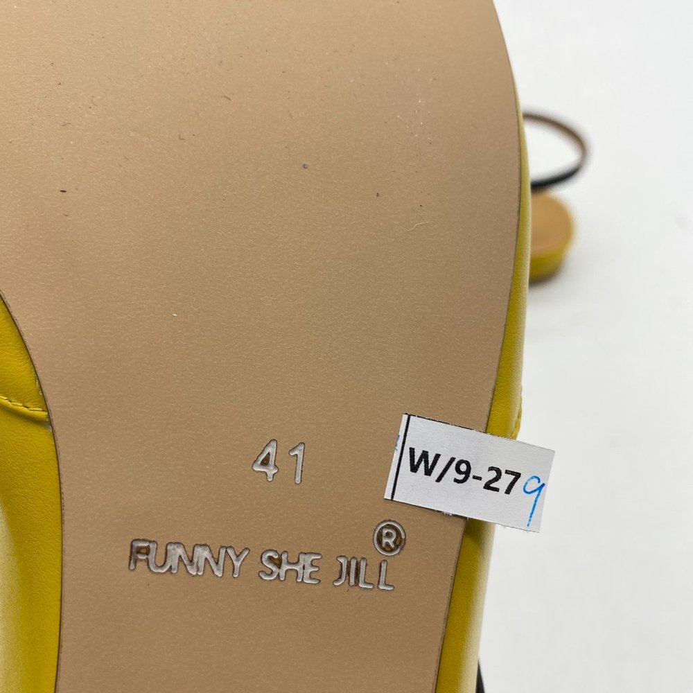 Yellow Women Pointed Toe Slingback Low Heel Pumps Dress Shoes - Picture 6 of 6